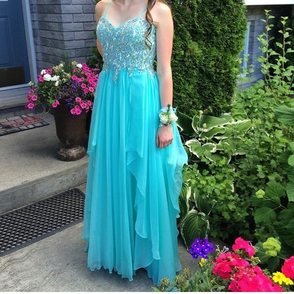 Aqua / blue prom dress - Picture 2 of 7